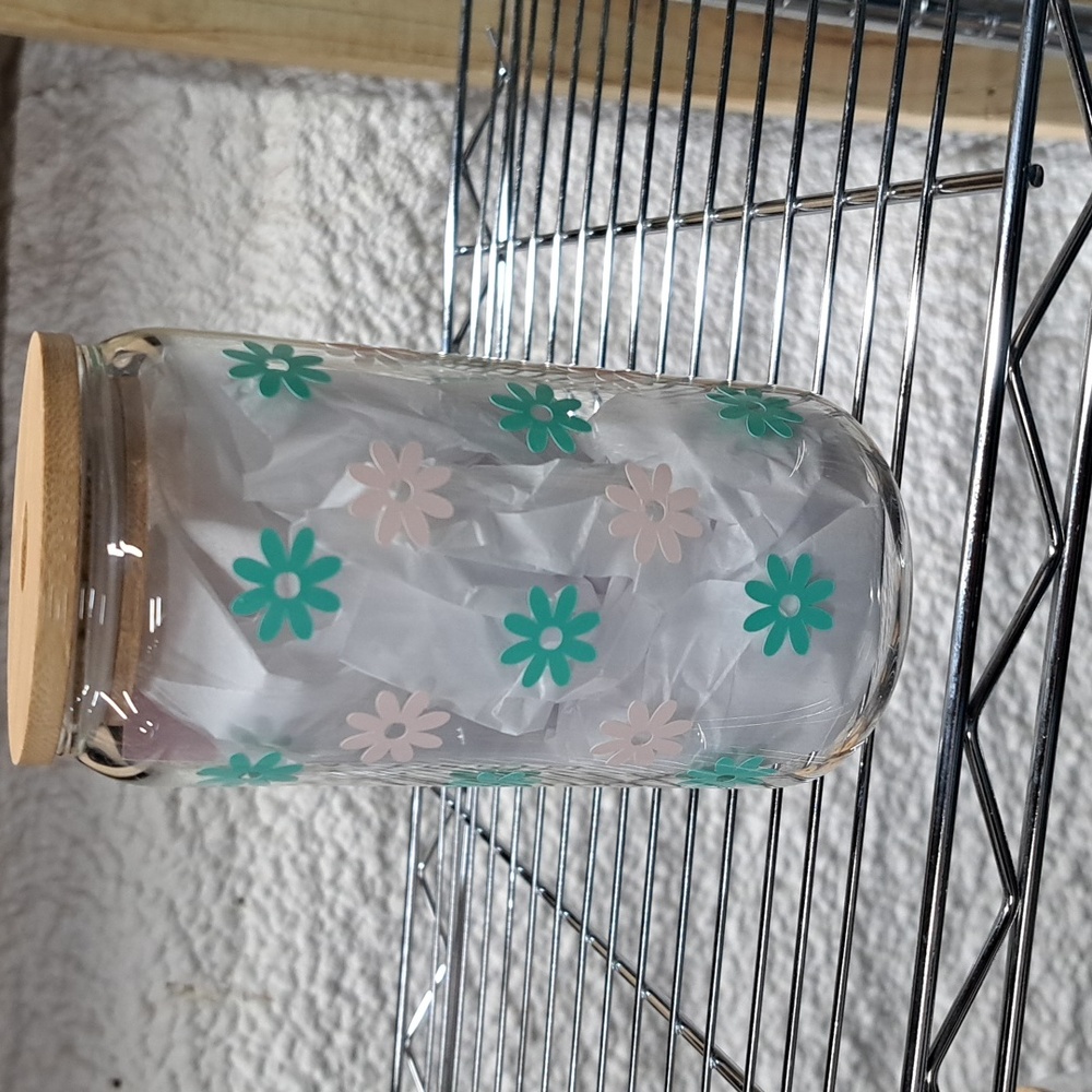 Glass Cup With Straw